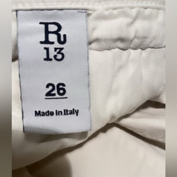 R13 Low-Rise Biker Boy 5 Stretch Trendy Pockets Cropped Designer Jeans White 26 - Picture 4 of 7
